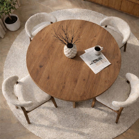 Eettafels - Eetkamertafel rond Grenen melamine - 120 cm - Mary - Dimehouse