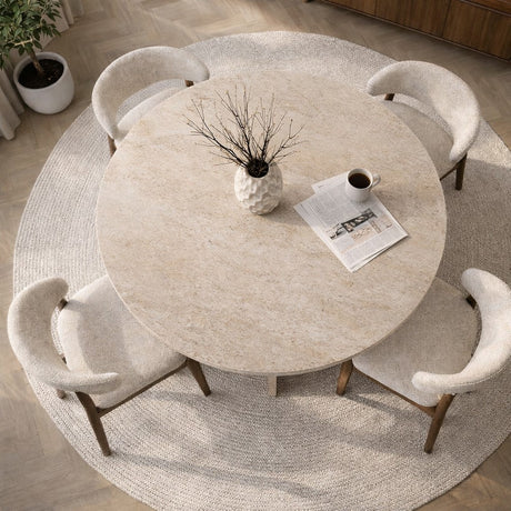Spisebord rund travertin - 120 cm - Mary