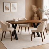 Spisebord Massiv eg med valnød finish - 240x80 - Sort X-ben - Kumo