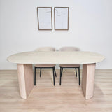 Eettafels - Ovale Eettafel Jimi 180x90 cm travertin beige - Dimehouse