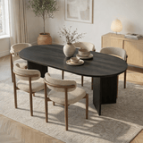 Eettafels - Ovale eettafel Zwart melamine - Japandi - 180x89,5x75 cm - Sota - Dimehouse