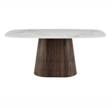 Spisebord Sintersten Marmor Look Hvid - Valnød Stel - Dansk oval - 180x90 cm - Lea