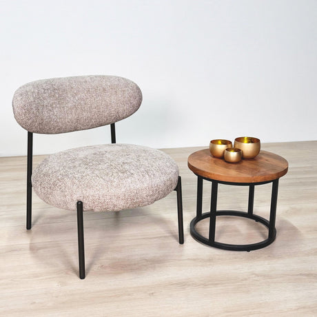 Nova Rund Fotel – Sandfarvet Stoff 