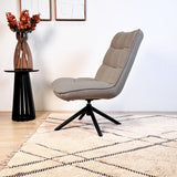Fauteuils - Scandinavische draaifauteuil taupe bouclé stof 360° draaibaar Yuki - Dimehouse