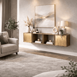 Hængende skab Maceo - Mango træ Sand med messingdetaljer 169 cm 