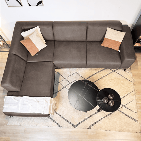 Hjørnesofa antracit robust eco-læder Barin - venstre 