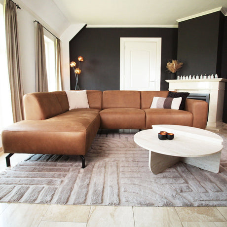 Hjørne sofa barin cognac mikrofiber tilbage