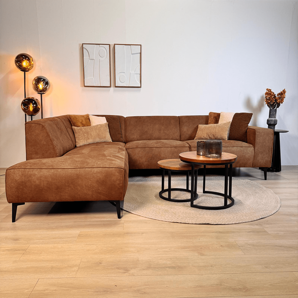 Industriel hjørnesofa cognac eco-læder Brisbane - venstre 