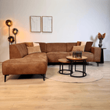 Industriel hjørnesofa cognac eco-læder Brisbane - venstre 