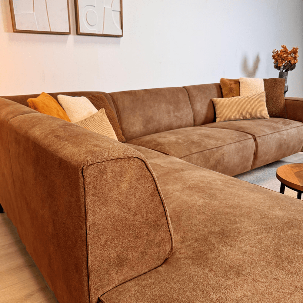 Industriel hjørnesofa cognac eco-læder Brisbane - venstre 