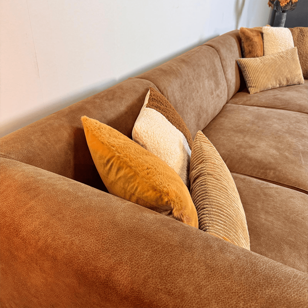 Industriel hjørnesofa cognac eco-læder Brisbane - venstre 