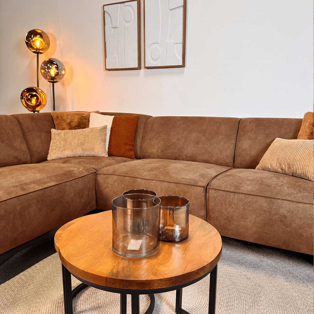 Industriel hjørnesofa cognac eco-læder Brisbane - venstre 