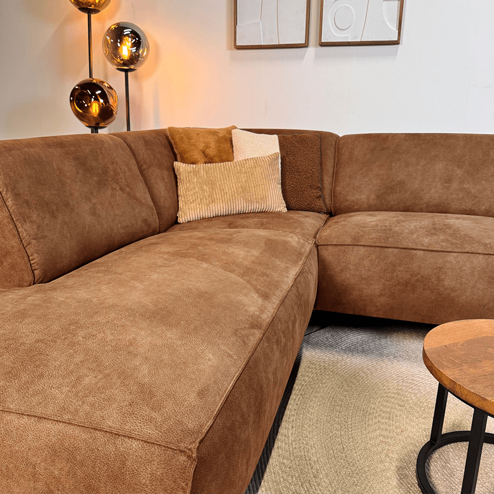 Industriel hjørnesofa cognac eco-læder Brisbane - venstre 