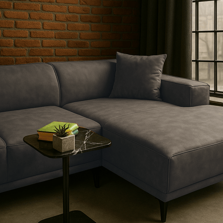 Hjørnesofa Davidson Antracit Højre - Mikrofiber Stof 
