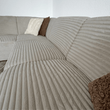 Hjørnesofa beige super blødt ribstof Gavi - venstre 