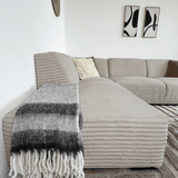 Hjørnesofa beige super blødt ribstof Gavi - venstre 