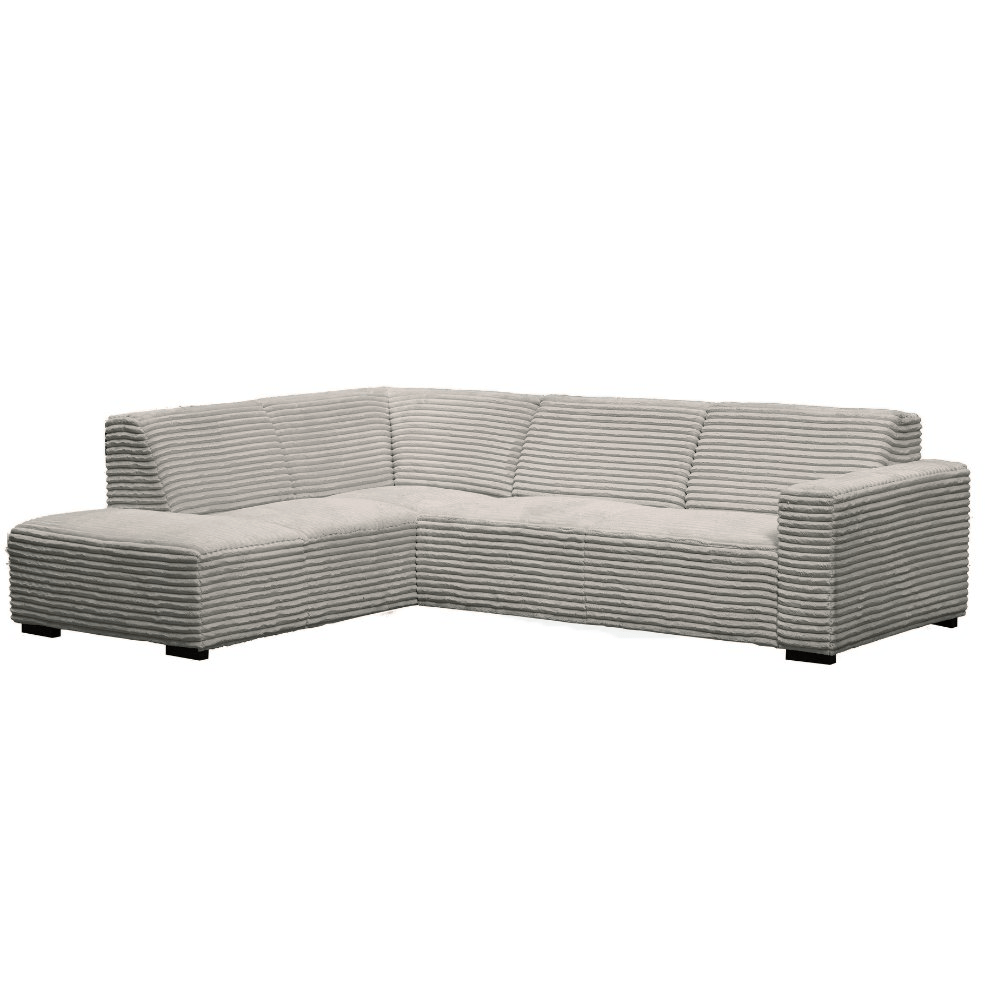 Hjørnesofa beige super blødt ribstof Gavi - venstre 