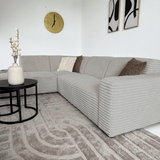 Hjørnesofa beige super blødt ribstof Gavi - venstre 