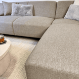 Hjørnesofa med kompakt lounge beige genbrugt stof Moby - højre 