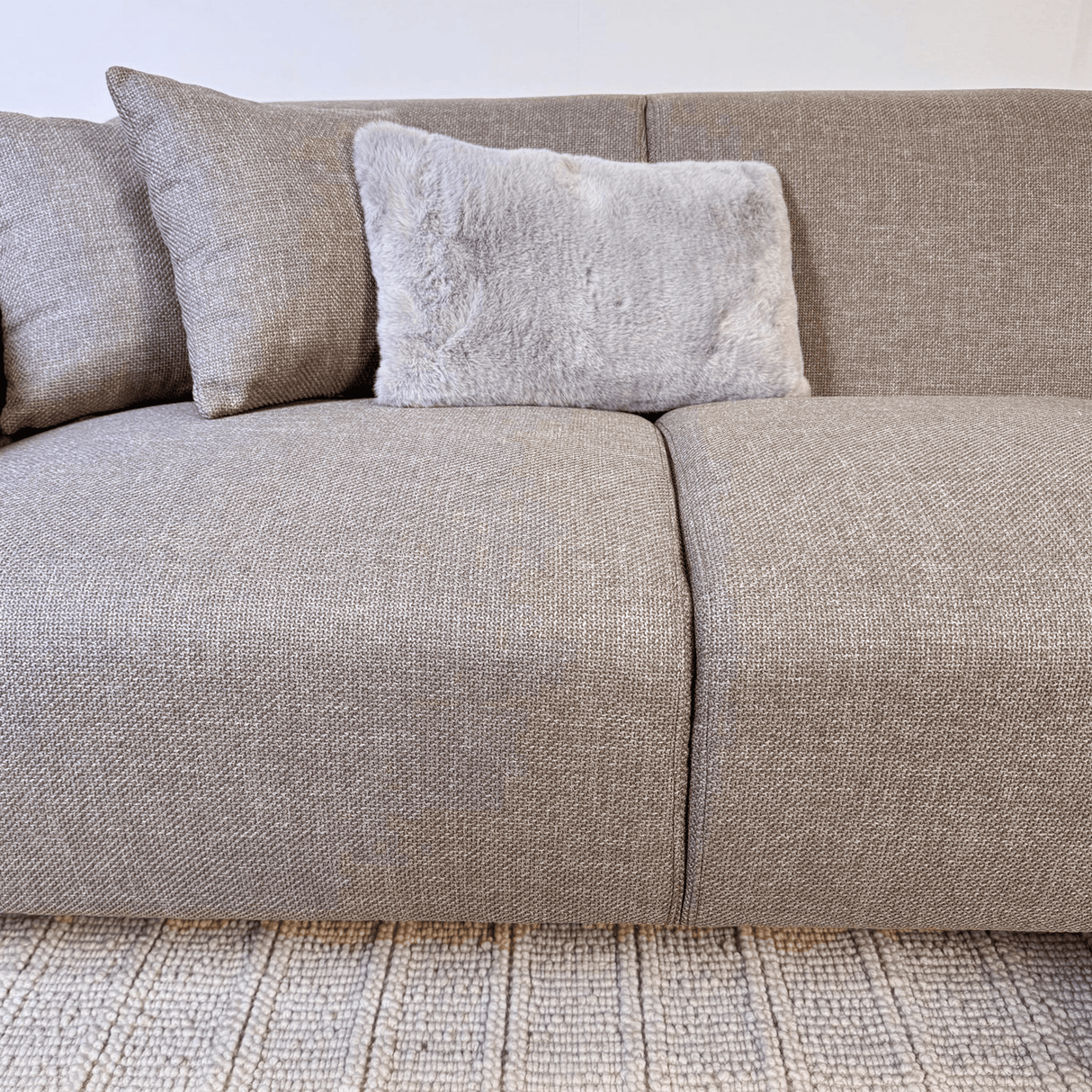 Hjørnesofa med kompakt lounge beige genbrugt stof Moby - højre 