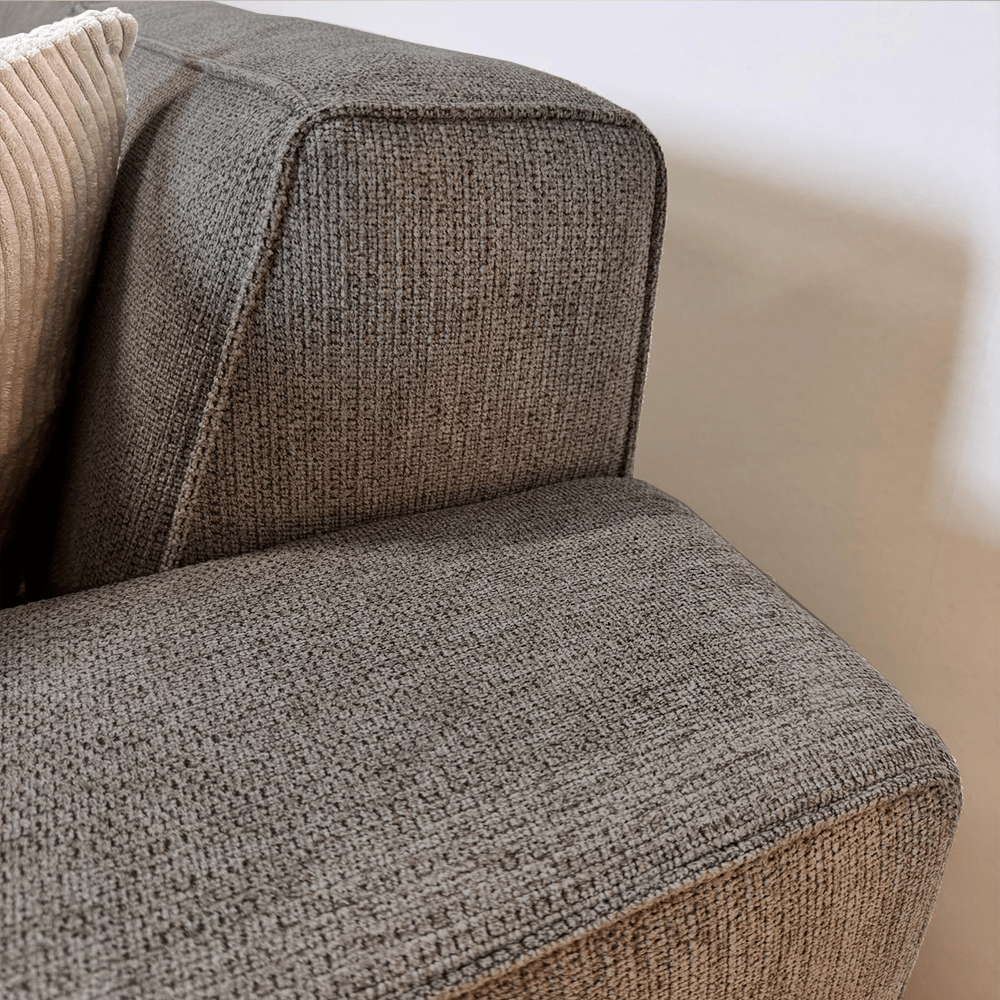 Hjørnesofa Ravi – Chenille Meleret Taupe – Højre 
