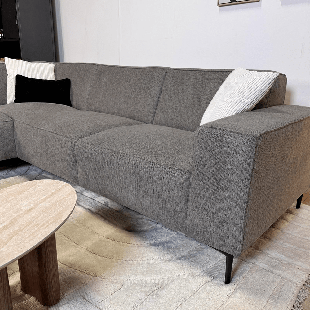 Hjørnesofa Ravi – Chenille Meleret Taupe – Højre 
