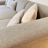 Hjørnesofa med kompakt lounge beige genbrugt stof Moby - højre 