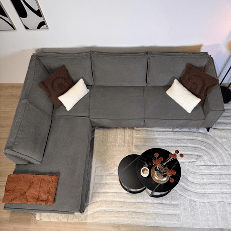Hjørne sofa yara med chaise longue venstre chenille grå