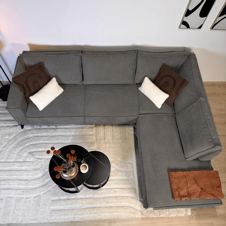 Hjørne sofa yara med chaise longue på højre chenille grå