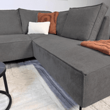 Hjørnesofa Yara med chaiselong chenille antracit - højre 