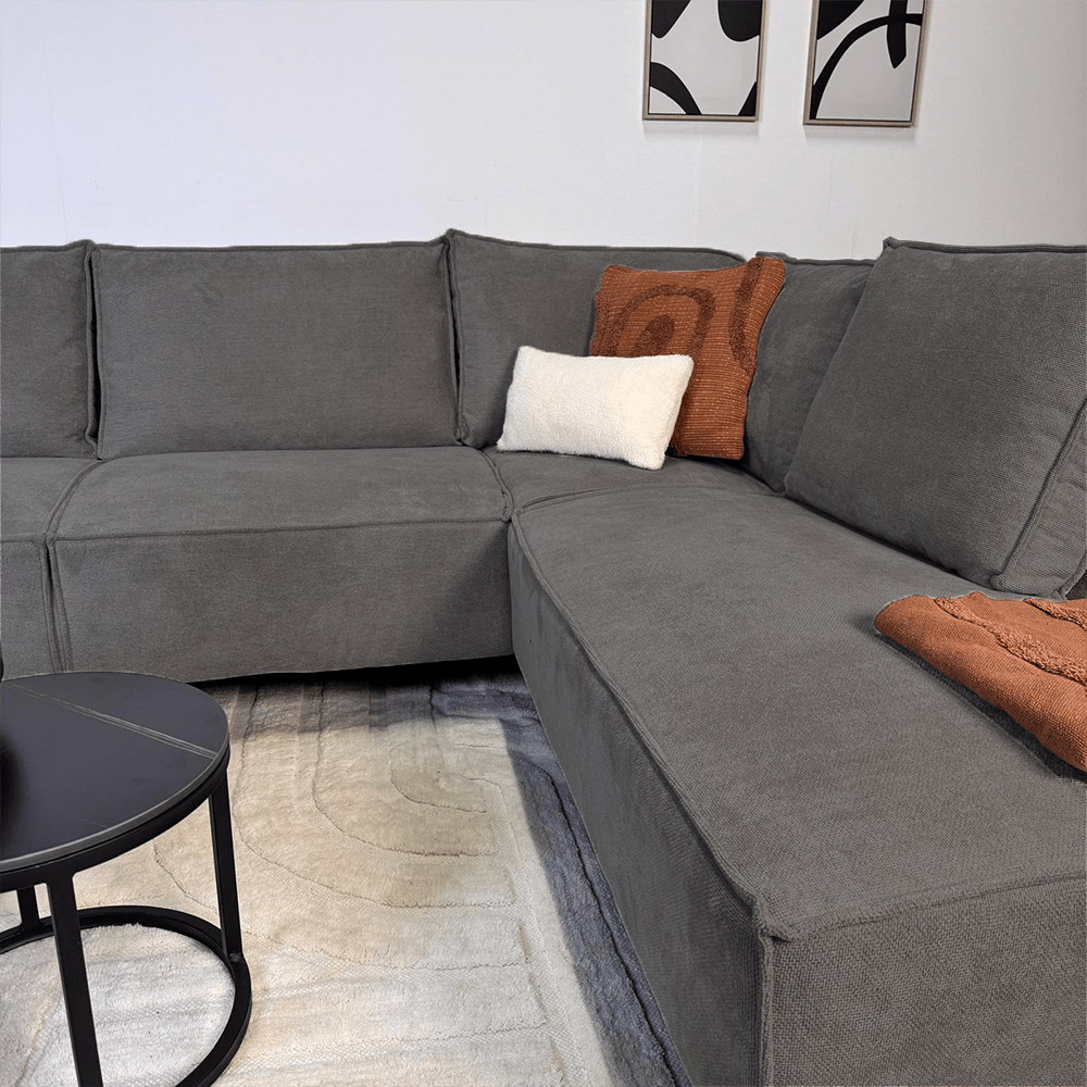 Hjørnesofa Yara med chaiselong chenille antracit - højre 