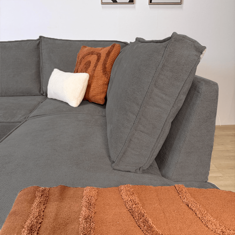 Hjørnesofa Yara med chaiselong chenille antracit - højre 