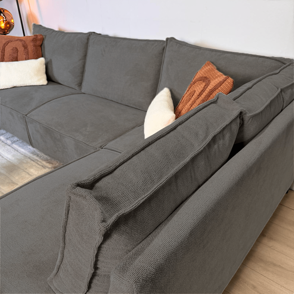 Hjørnesofa Yara med chaiselong chenille antracit - højre 