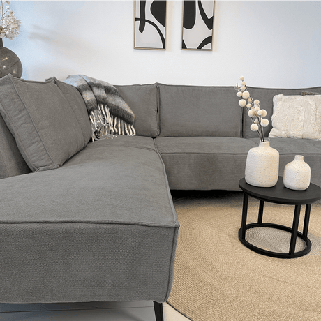 Hjørne sofa yara med chaise longue venstre chenille grå
