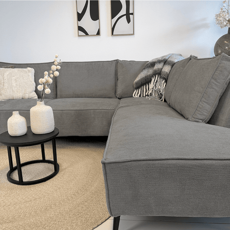 Hjørne sofa yara med chaise longue på højre chenille grå