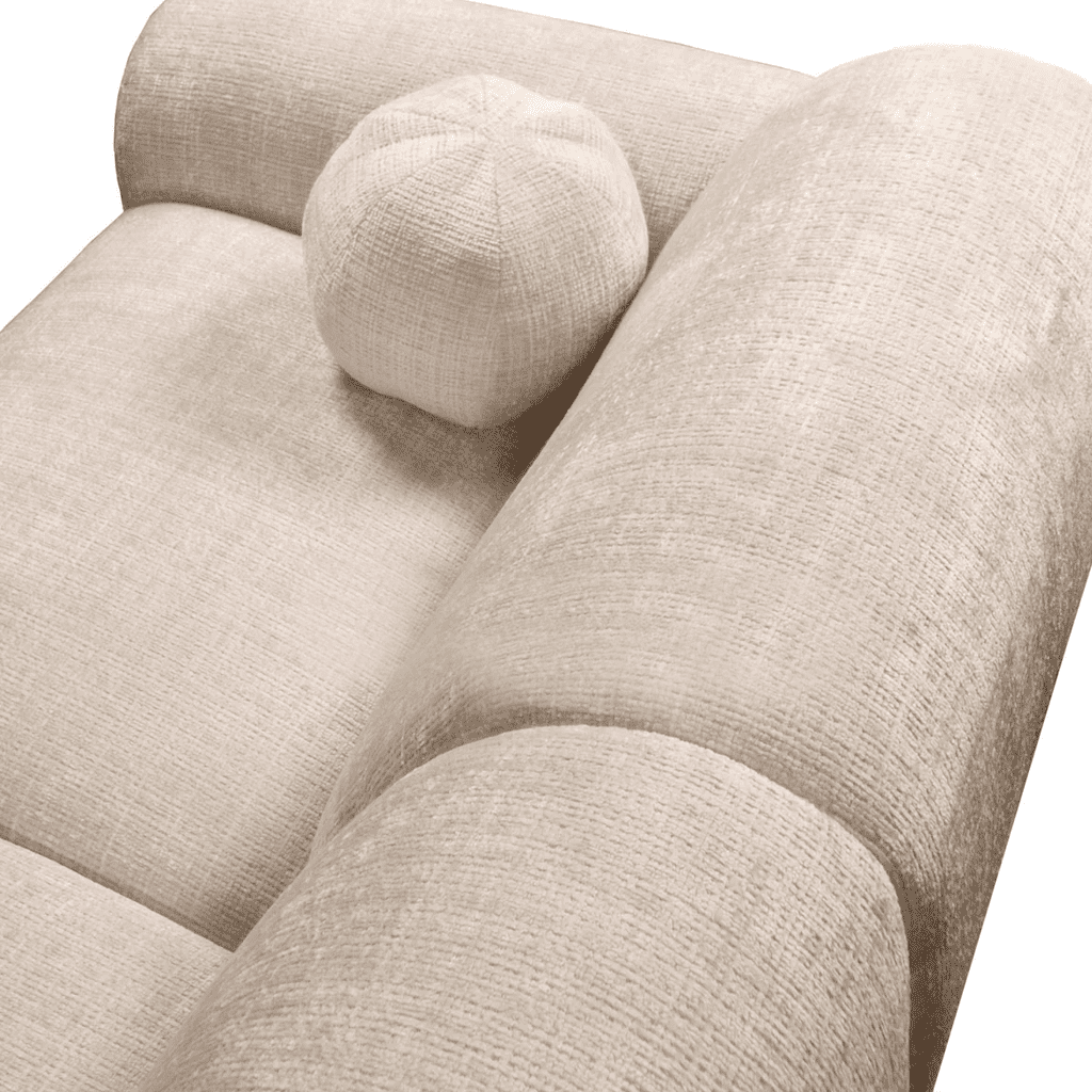 Hoekbank met lounge beige chenille stof Shane - links