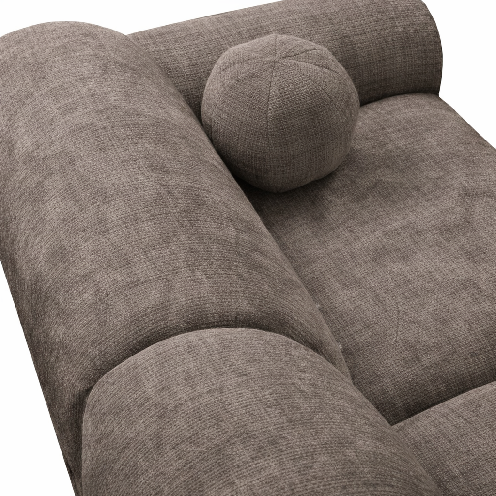 Hoekbank taupe chenille stof met lounge Shane - rechts