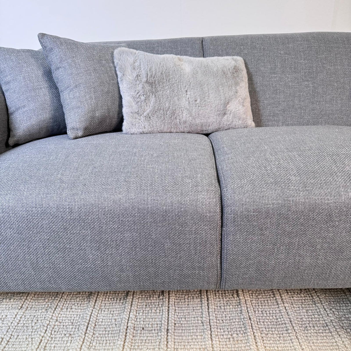 Hjørnesofa med kompakt lounge gråblå genbrugstøj Moby - højre 