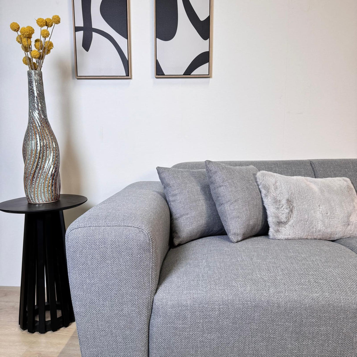 Hjørnesofa med kompakt lounge gråblå genbrugsmateriale Moby - venstre 
