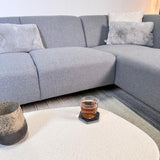 Hjørnesofa med kompakt lounge gråblå genbrugsmateriale Moby - venstre 