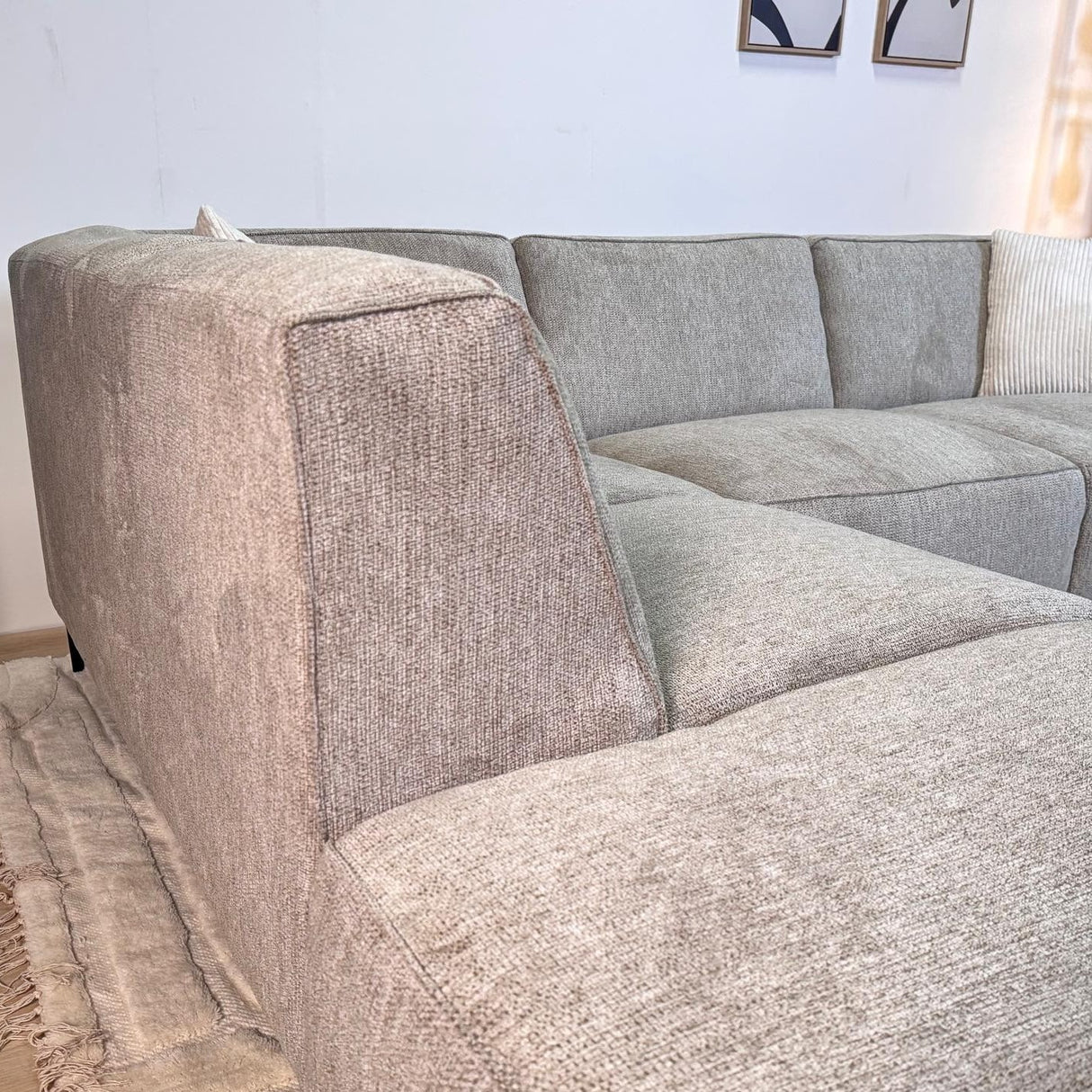 Hjørnesofa Ravi – Chenille Melange Grå – Venstre 