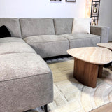 Hjørnesofa grå chenille quiltet Ravi – højre 