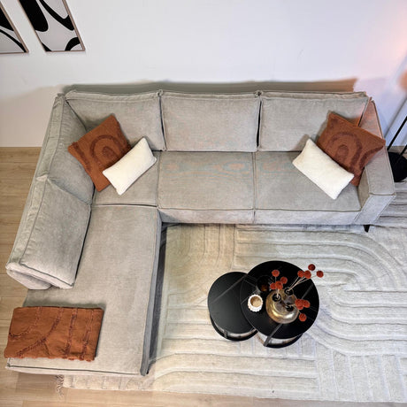 Hjørne sofa yara med chaise longue venstre chenille beige