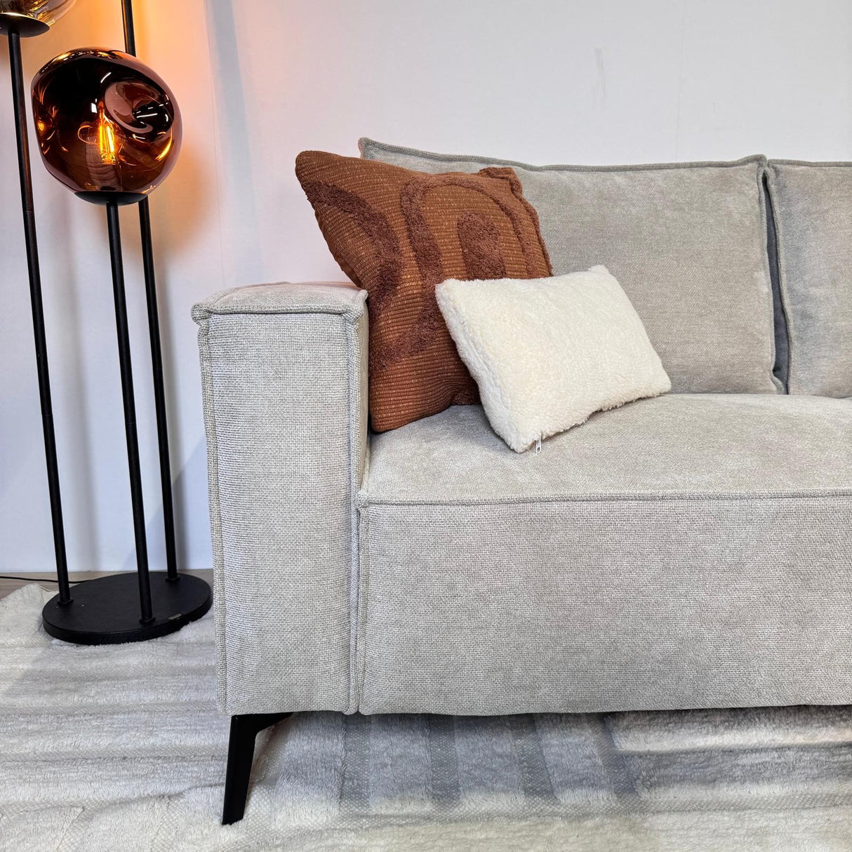 Hjørnesofa Yara med chaiselong chenille beige - højre 