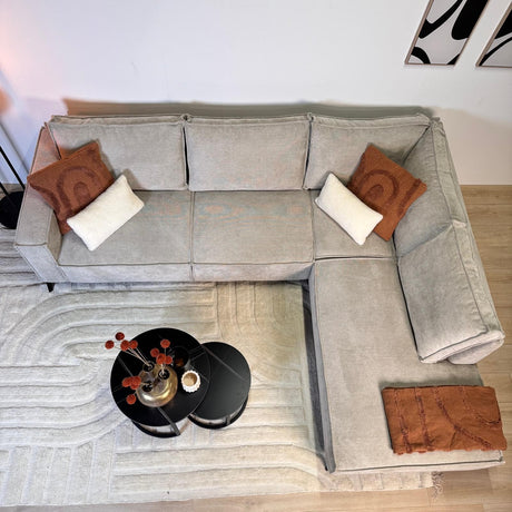 Hjørne sofa yara med chaise longue på højre chenille beige