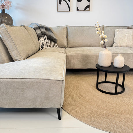 Hjørne sofa yara med chaise longue venstre chenille beige