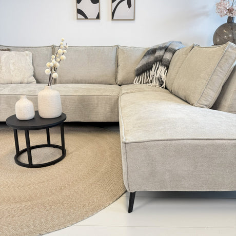 Hjørne sofa yara med chaise longue på højre chenille beige