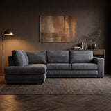 Hjørnesofa antracit ribstof puf sofa Gabi - venstre 