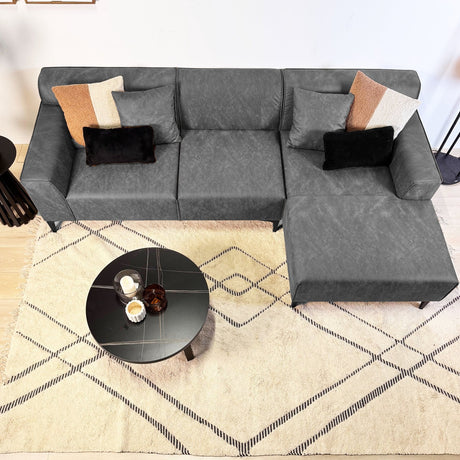 Hjørnesofa Davidson Antracit Højre - Mikrofiber Stof 
