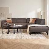 Hoekbank antraciet robuust eco-leer Barin - rechts sfeerfoto in modern interieur